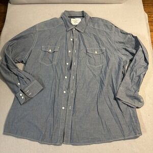 Madison Vintage Blue Denim Shirt Men's Large Button Up‎ Shirt XXL